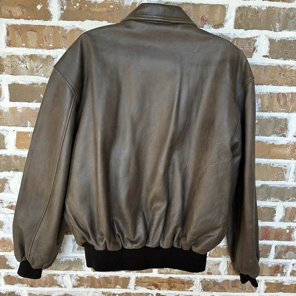 VTG US Wings Type A2 2000 Signature Series Leather Bomber Jacket XXL 52 Inch Men